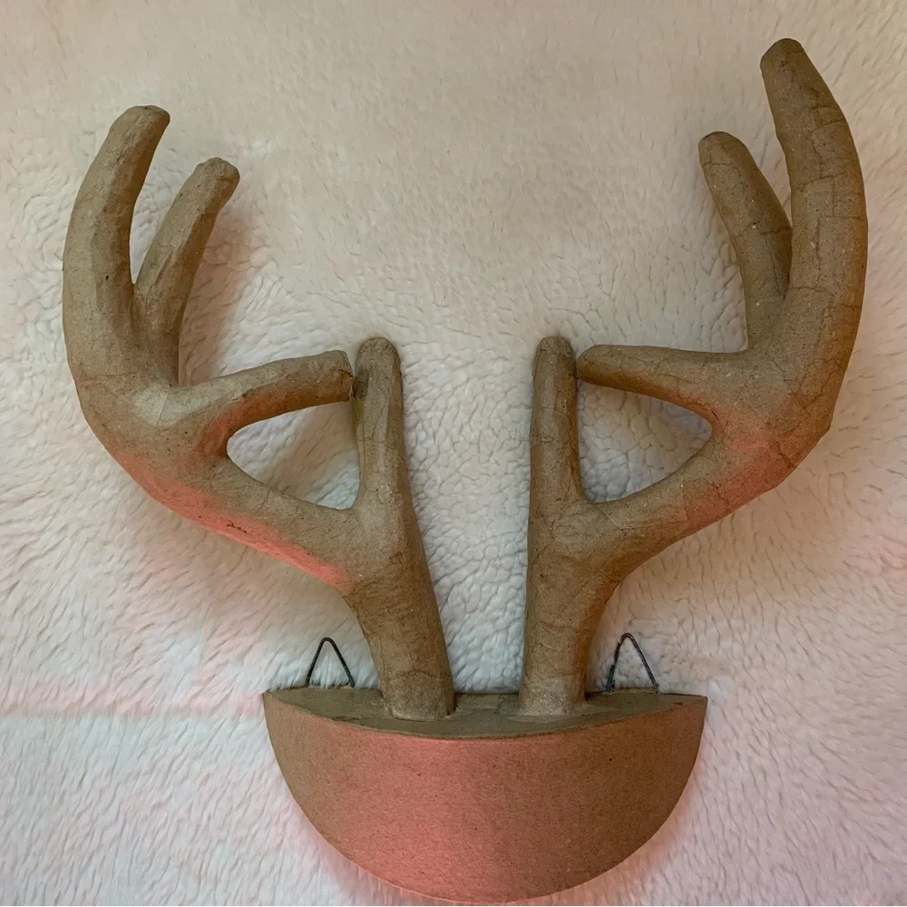 Paper Mache Wall Mount Taxidermy Rustic Deer Antler Wall Decor Craft DIY